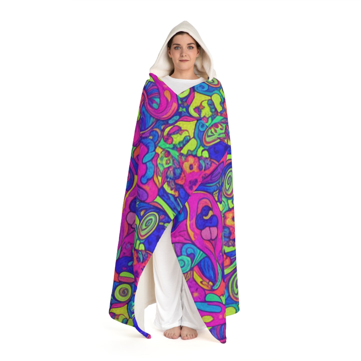 Hooded Sherpa Blanket Cape – Cozy Fleece Throw with Hood