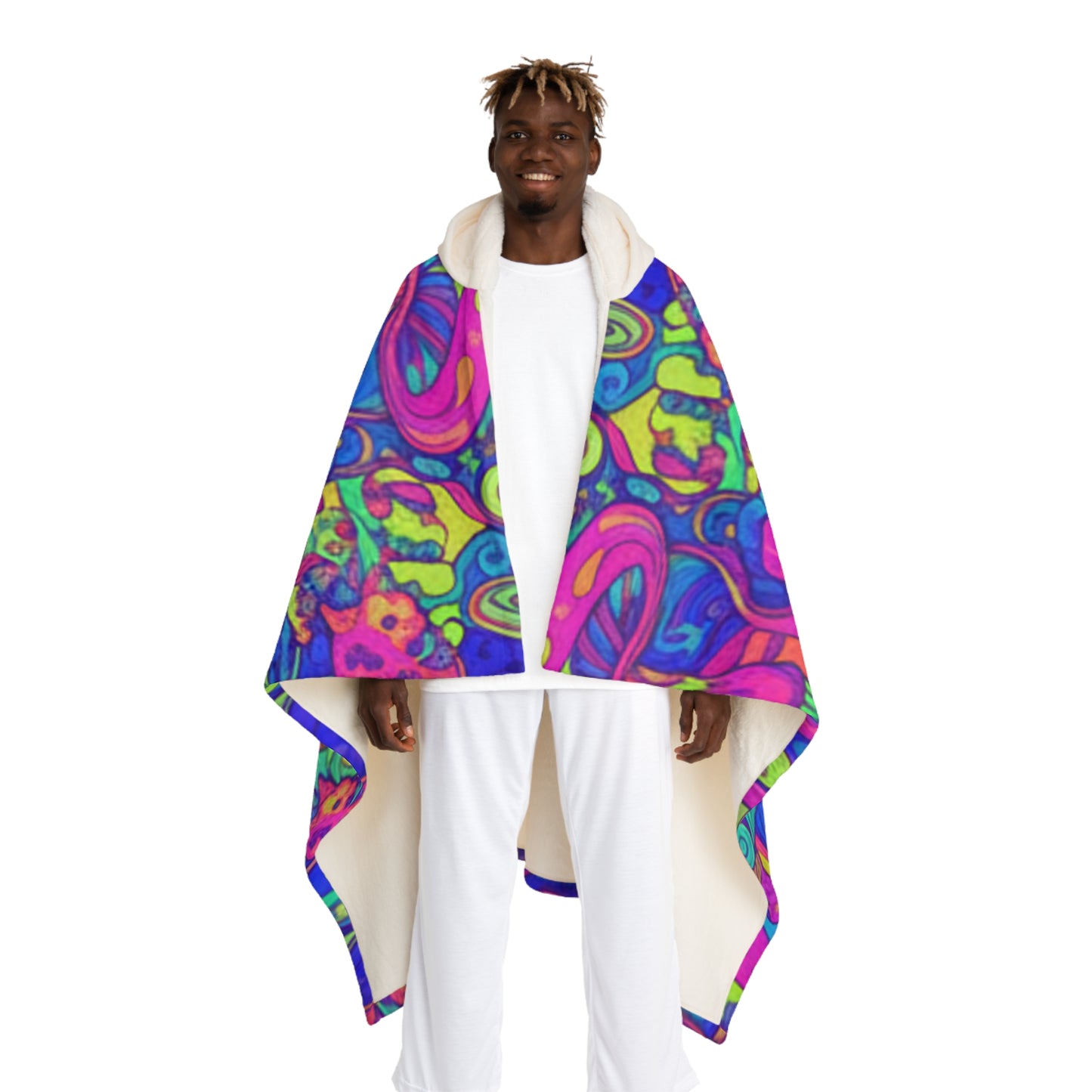 Hooded Sherpa Blanket Cape – Cozy Fleece Throw with Hood