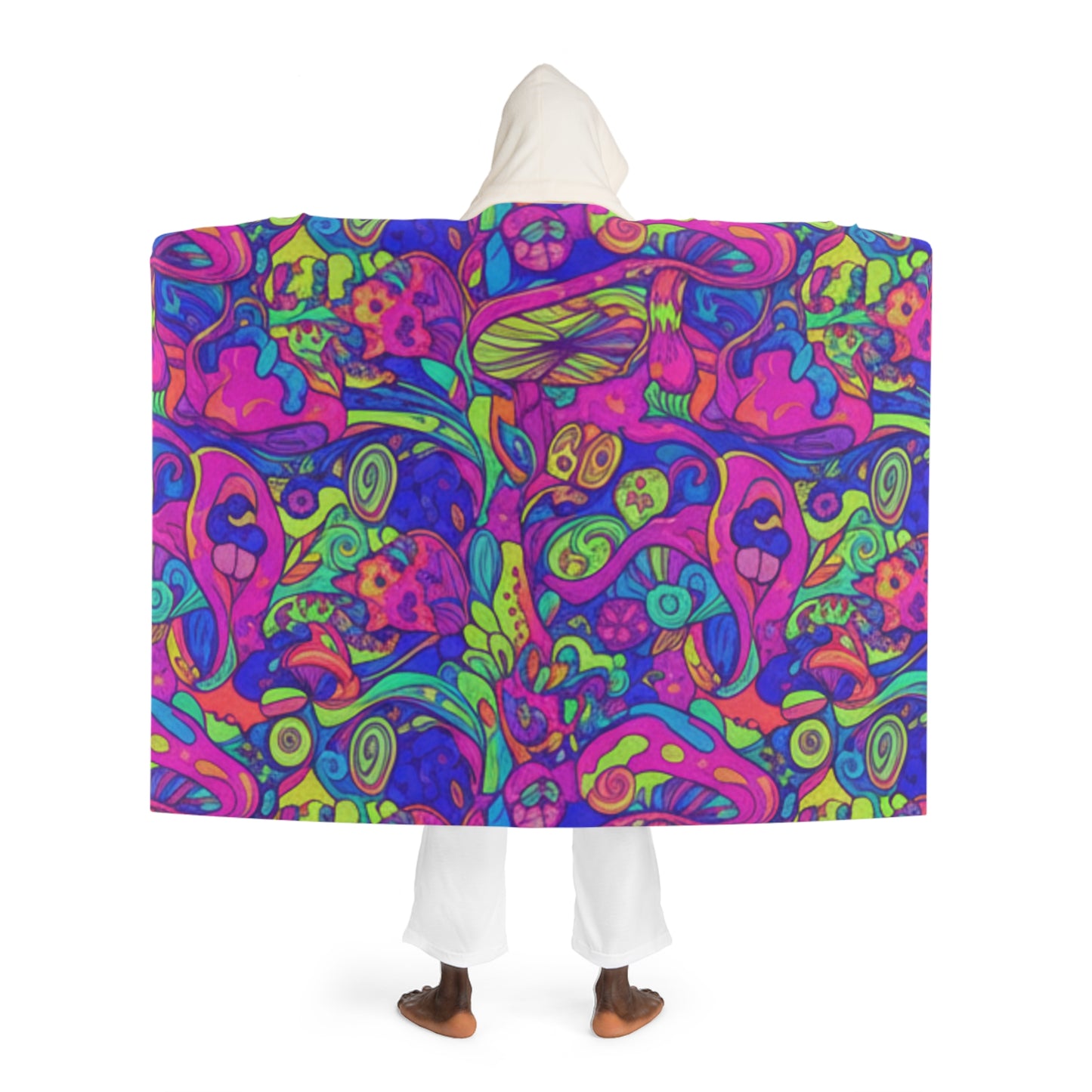 Hooded Sherpa Blanket Cape – Cozy Fleece Throw with Hood